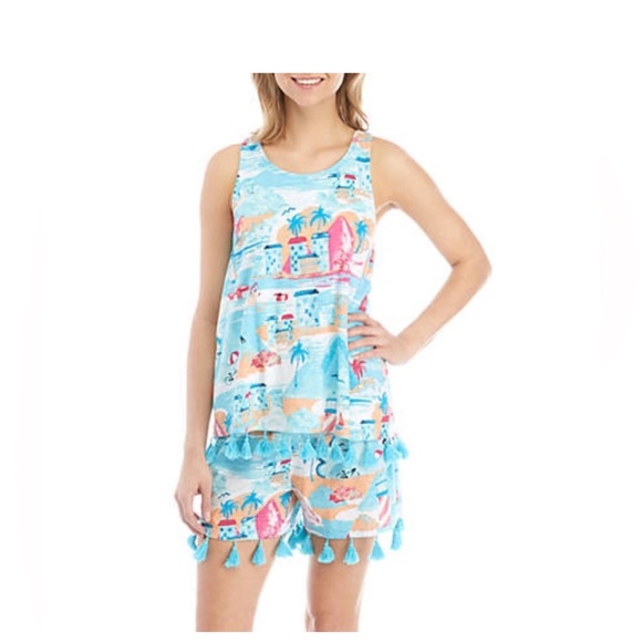 crown & ivy Pants - Crown & Ivy Beachside Print Tassel Casual Romper